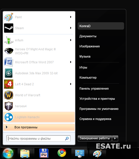 Предпросмотр темы для windows 7 - меню пуск.